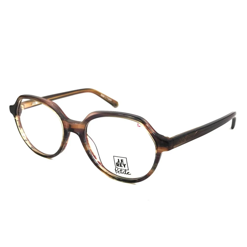 J.F. Rey Petite Eyeglasses Frames PA104 7080 Purple Horn Striped Brown 50-16-140